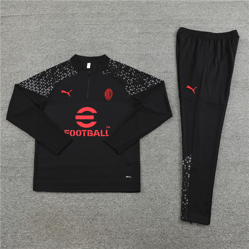 AC Milan 23-24 Long Sleeve Training Set -Black and Red