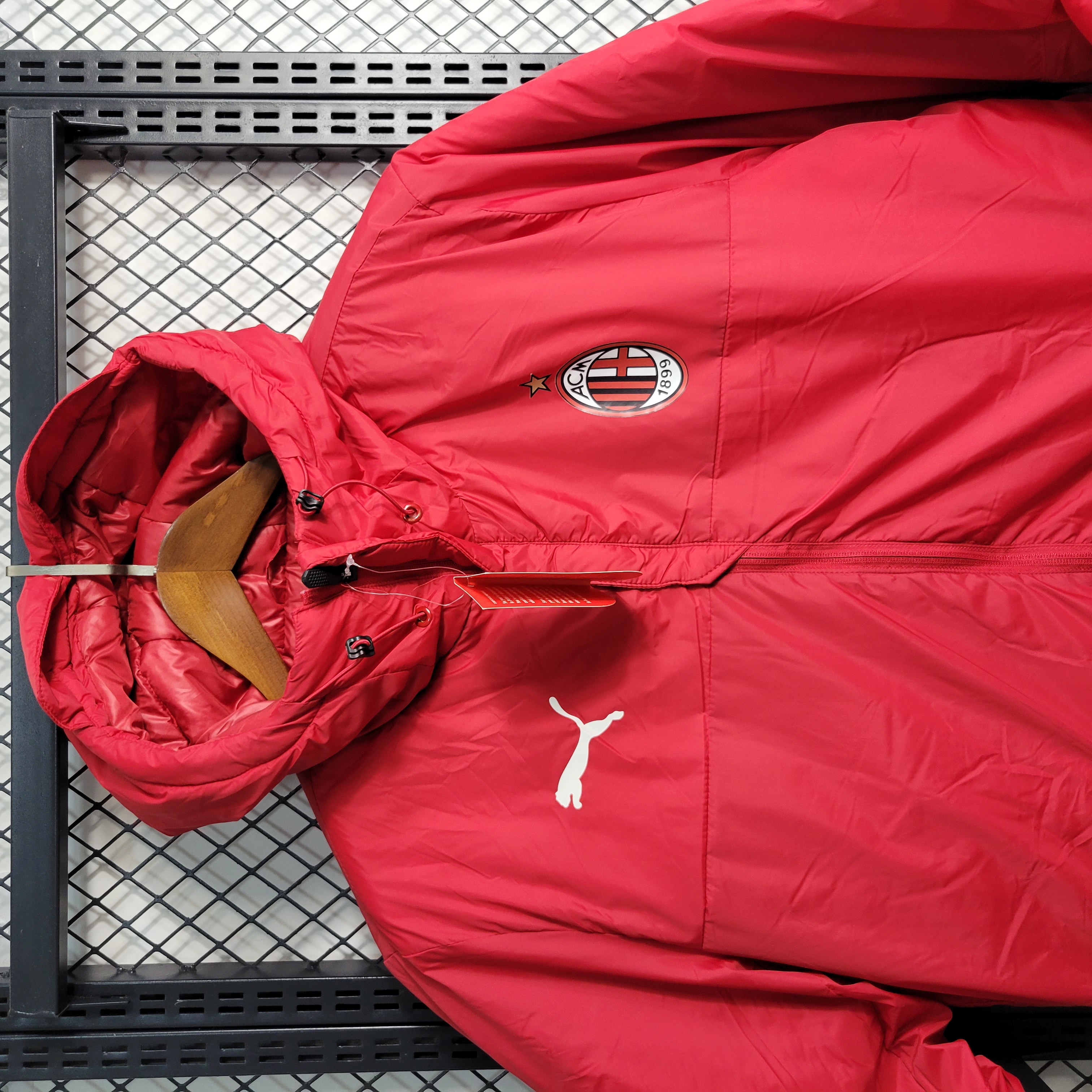 AC Milan 23-24 Men's Hooded Thermal Cotton Jacket - Red