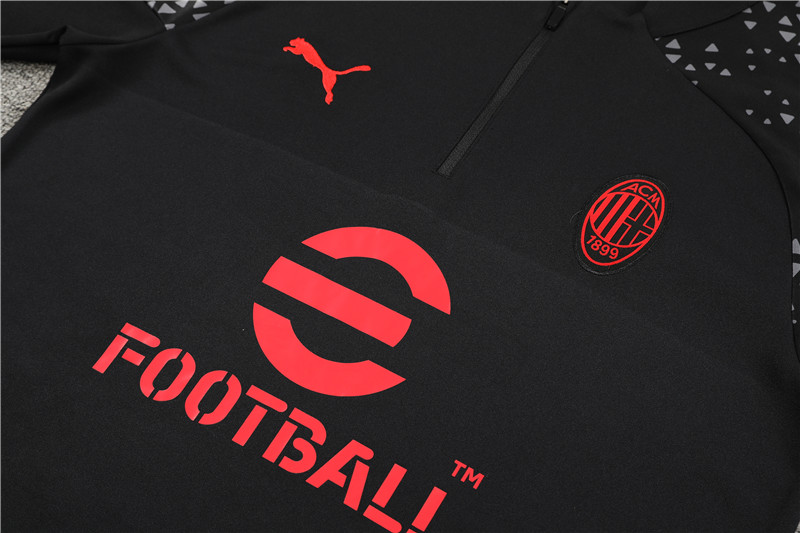 AC Milan 23-24 Long Sleeve Training Set -Black and Red