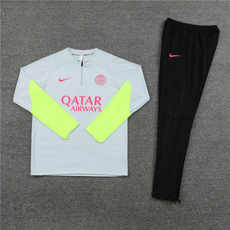 Paris Saint-Germain PSG 23-24 Kids Long Sleeve Training Set Light Grey