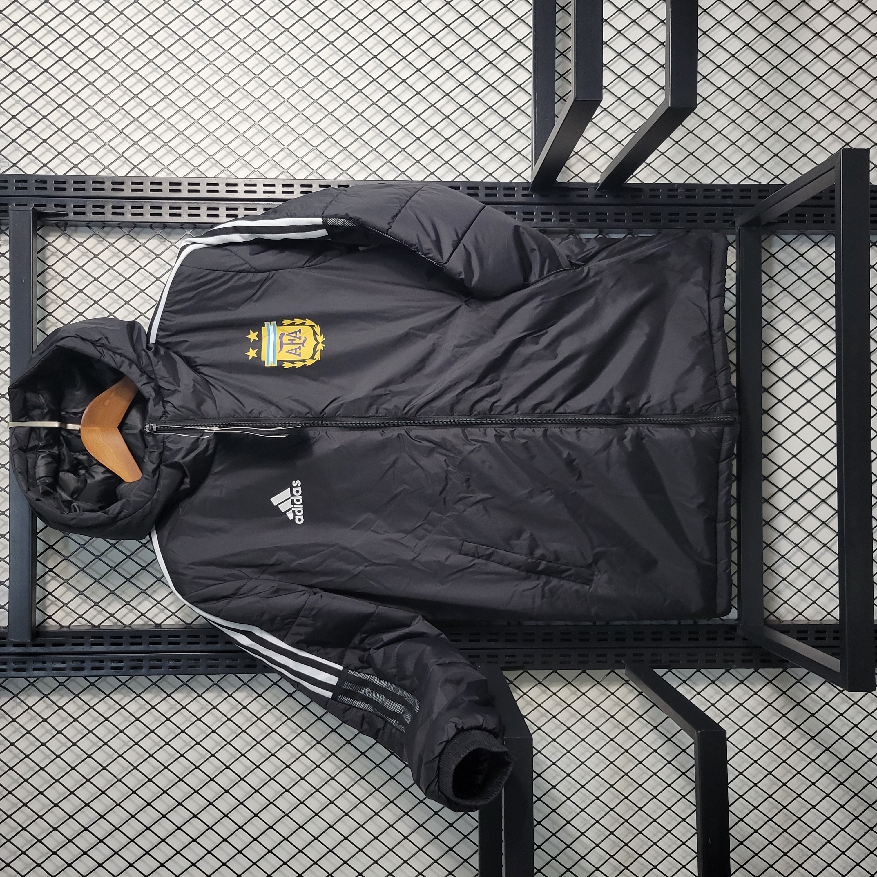 Argentina 23-24 Men's Hooded Thermal Cotton Jacket - Black