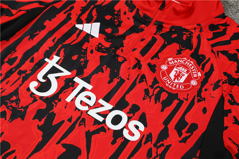 Manchester United 23-24 Kids Long Sleeve Training Set Red Camouflage